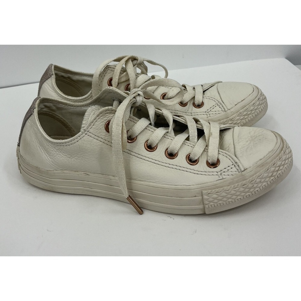 Converse All Star Chuck Taylor Leather Low Top Sneakers Ivory Rose Gold Size 7